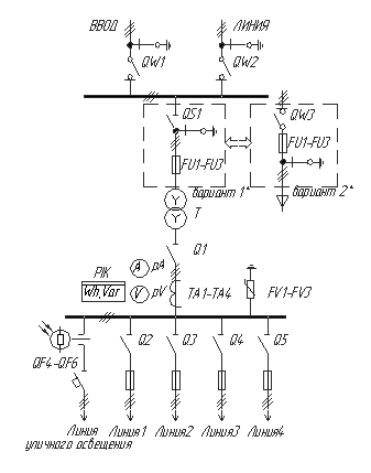 Подстанция КТП-ПК-250-10-0,4 схема